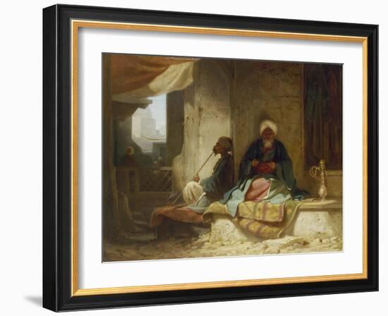 Two Turks in a coffee house-Carl Spitzweg-Framed Giclee Print