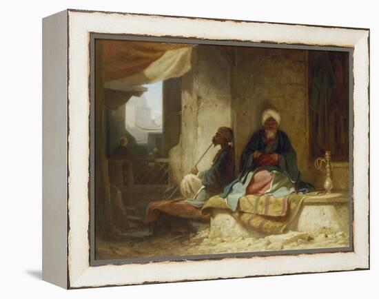 Two Turks in a coffee house-Carl Spitzweg-Framed Premier Image Canvas