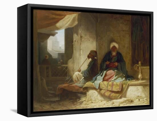 Two Turks in a coffee house-Carl Spitzweg-Framed Premier Image Canvas