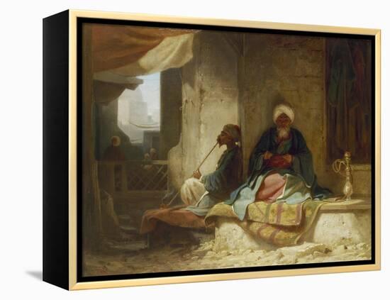 Two Turks in a coffee house-Carl Spitzweg-Framed Premier Image Canvas