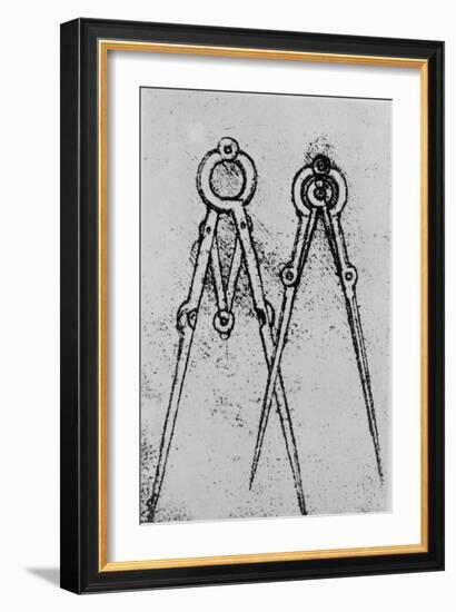 Two Types of Adjustable-Opening Compass, Paris Manuscript H, 1493-4-Leonardo da Vinci-Framed Giclee Print