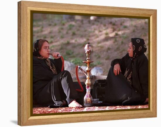 Two Unidentified Iranian Women Smoke a Water Pipe-null-Framed Premier Image Canvas