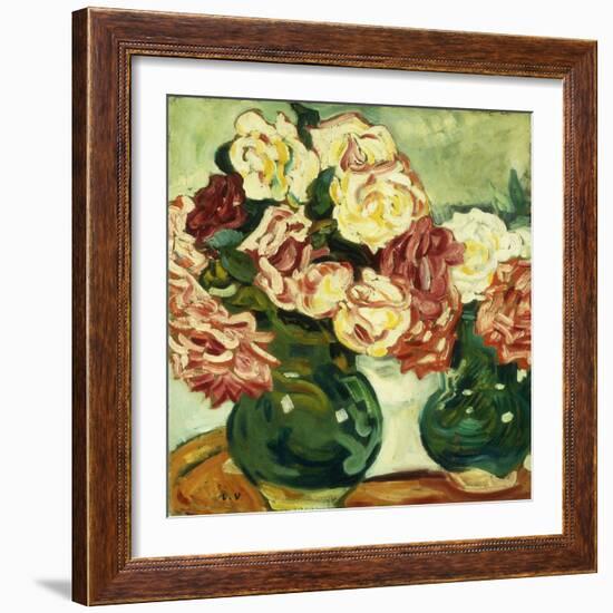 Two Vases of Roses; Deux Vases De Roses, 1907 (Oil on Board)-Louis Valtat-Framed Giclee Print