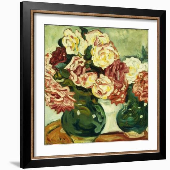 Two Vases of Roses; Deux Vases De Roses, 1907 (Oil on Board)-Louis Valtat-Framed Giclee Print