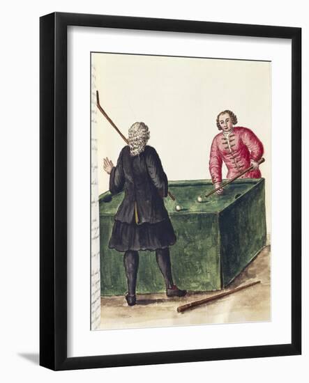 Two Venetian Nobleman Playing Billiards, by Jan Grevenbroeck (1731-1807), Italy, 18th Century-null-Framed Giclee Print