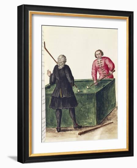 Two Venetian Nobleman Playing Billiards, by Jan Grevenbroeck (1731-1807), Italy, 18th Century-null-Framed Giclee Print