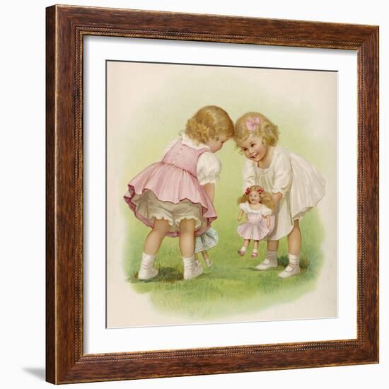 Two Very Small Girls Introduce Their Dolls to Each Other-Ida Waugh-Framed Photographic Print