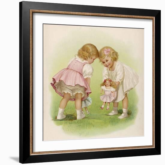 Two Very Small Girls Introduce Their Dolls to Each Other-Ida Waugh-Framed Photographic Print