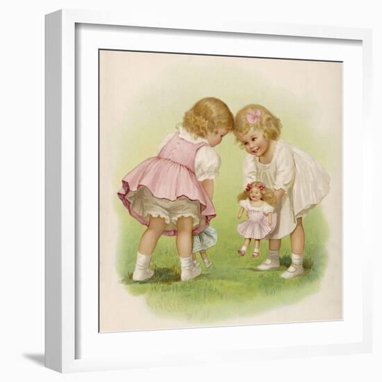 Two Very Small Girls Introduce Their Dolls to Each Other-Ida Waugh-Framed Photographic Print