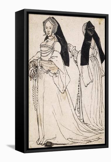 Two Views of a Woman Wearing an English Hood-Hans Holbein the Younger-Framed Stretched Canvas