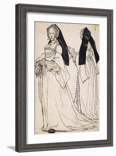 Two Views of a Woman Wearing an English Hood-Hans Holbein the Younger-Framed Art Print