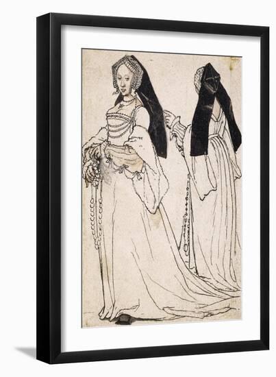 Two Views of a Woman Wearing an English Hood-Hans Holbein the Younger-Framed Art Print
