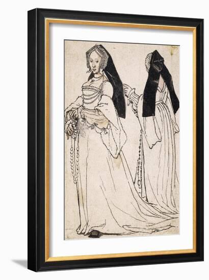 Two Views of a Woman Wearing an English Hood-Hans Holbein the Younger-Framed Art Print