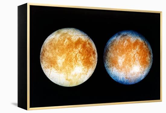 Two Views of Europa From the Galileo Spacecraft-null-Framed Premier Image Canvas