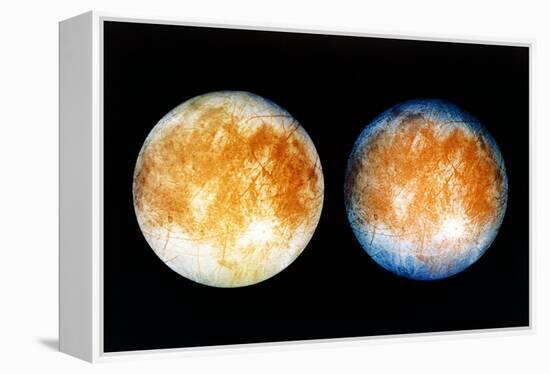 Two Views of Europa From the Galileo Spacecraft-null-Framed Premier Image Canvas