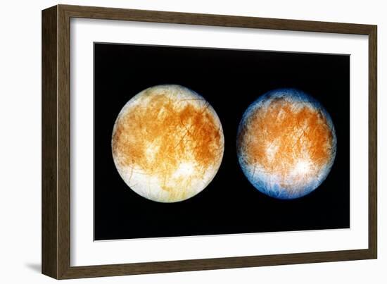 Two Views of Europa From the Galileo Spacecraft-null-Framed Photographic Print