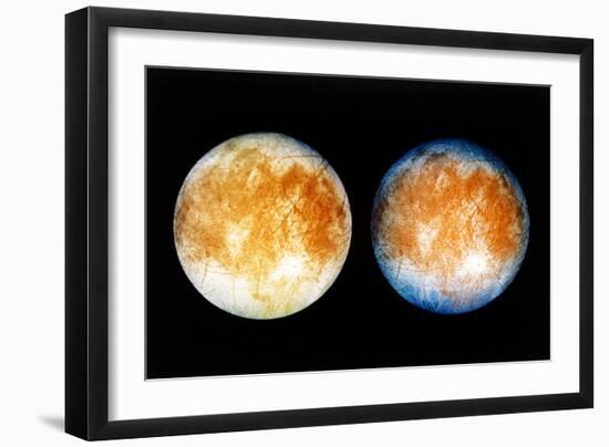 Two Views of Europa From the Galileo Spacecraft-null-Framed Photographic Print