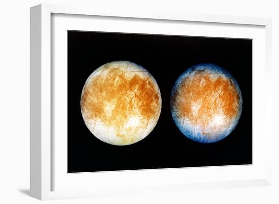 Two Views of Europa From the Galileo Spacecraft-null-Framed Photographic Print