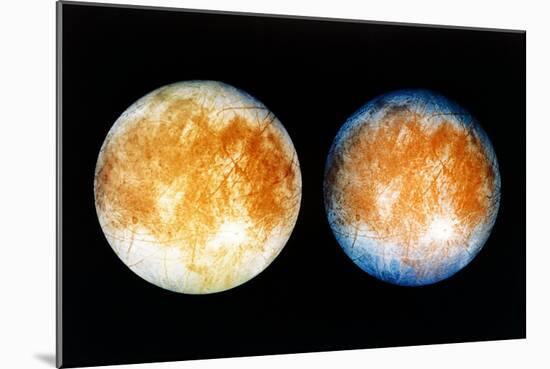 Two Views of Europa From the Galileo Spacecraft-null-Mounted Photographic Print