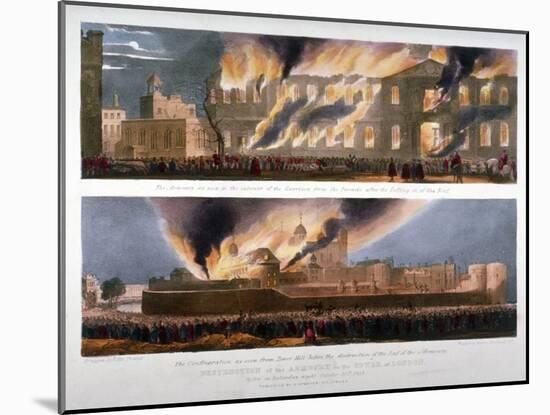Two Views of the Destruction of the Armoury in the Tower of London by Fire, 30 October 1841-W & Co Kohler-Mounted Giclee Print