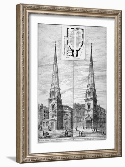 Two Views of the Tower of St Antholin, City of London, 1875-null-Framed Giclee Print