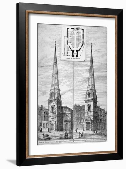 Two Views of the Tower of St Antholin, City of London, 1875-null-Framed Giclee Print