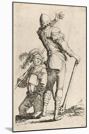 Two Warriors, One Holding a Mace and Turning to Beckon the Other, C.1656-57 (Etching with Drypoint-Salvator Rosa-Mounted Giclee Print