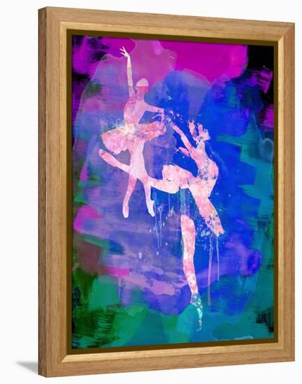 Two White Ballerinas Watercolor-Irina March-Framed Stretched Canvas