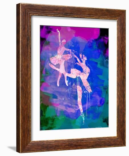 Two White Ballerinas Watercolor-Irina March-Framed Art Print