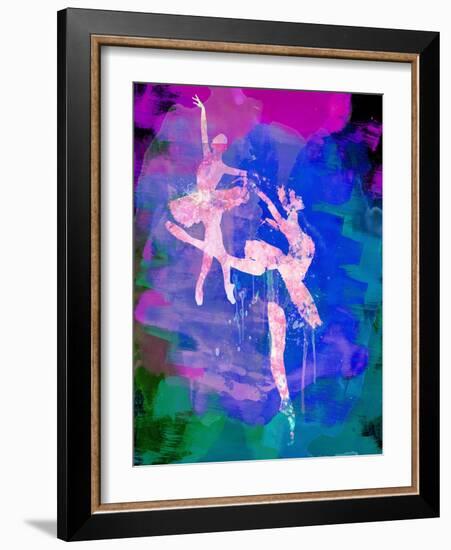 Two White Ballerinas Watercolor-Irina March-Framed Art Print