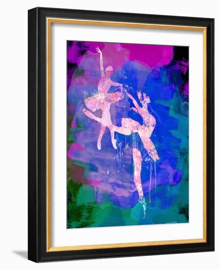 Two White Ballerinas Watercolor-Irina March-Framed Art Print