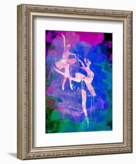Two White Ballerinas Watercolor-Irina March-Framed Premium Giclee Print