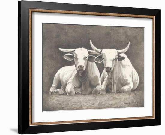 Two White Bulls-Gwendolyn Babbitt-Framed Art Print