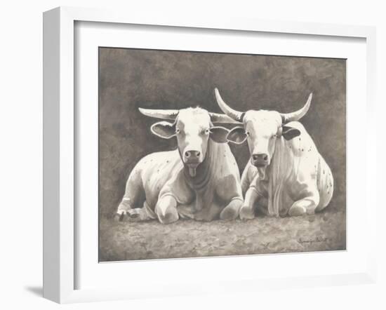 Two White Bulls-Gwendolyn Babbitt-Framed Art Print