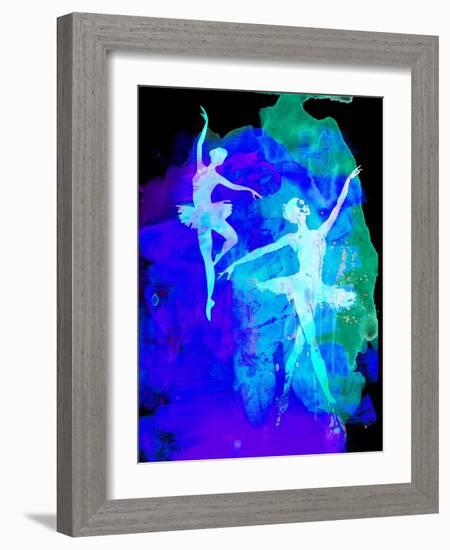 Two White Dancing Ballerinas-Irina March-Framed Art Print