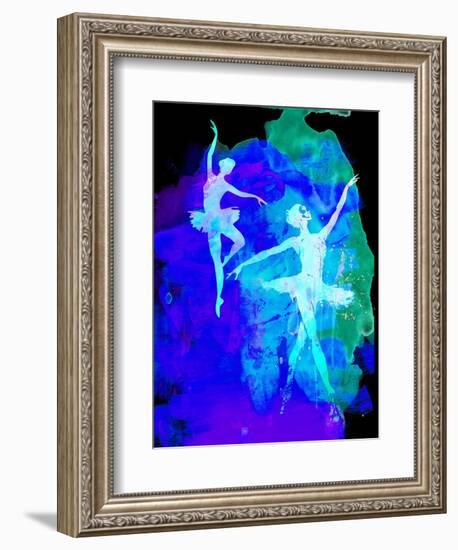 Two White Dancing Ballerinas-Irina March-Framed Art Print