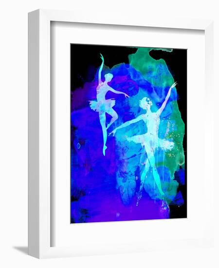 Two White Dancing Ballerinas-Irina March-Framed Art Print