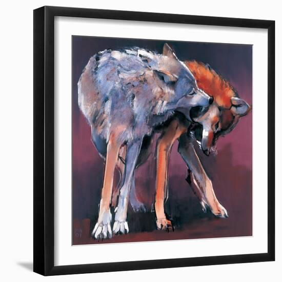 Two Wolves, 2001-Mark Adlington-Framed Giclee Print