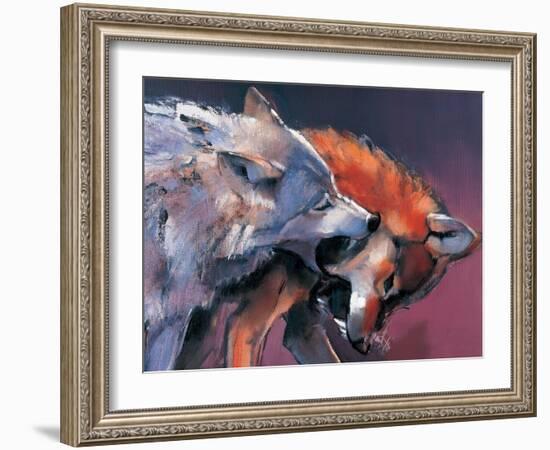 Two Wolves (Detail)-Mark Adlington-Framed Giclee Print