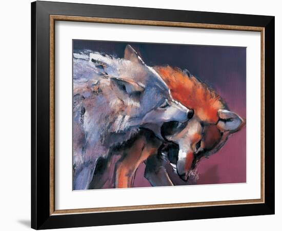 Two Wolves (Detail)-Mark Adlington-Framed Giclee Print