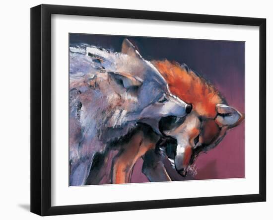 Two Wolves (Detail)-Mark Adlington-Framed Giclee Print