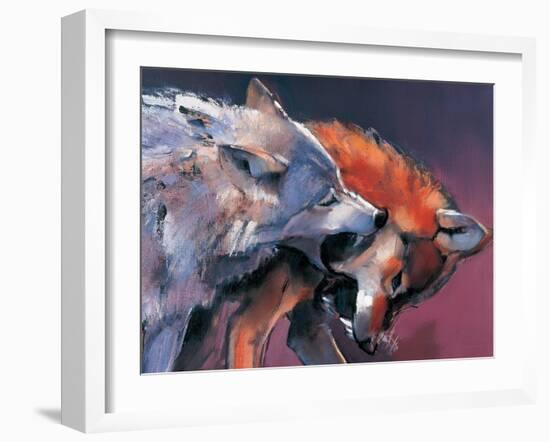 Two Wolves (Detail)-Mark Adlington-Framed Giclee Print