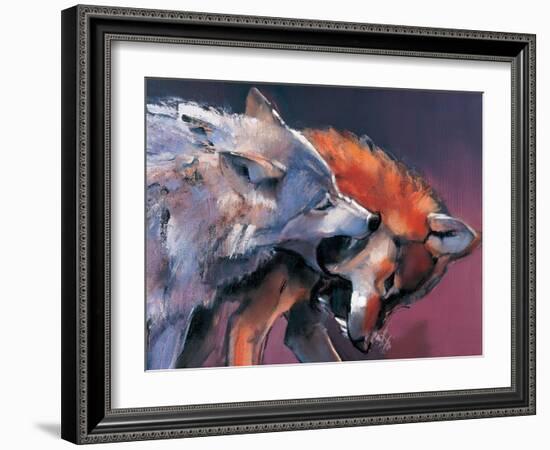 Two Wolves (Detail)-Mark Adlington-Framed Giclee Print