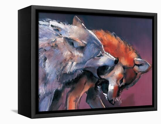 Two Wolves (Detail)-Mark Adlington-Framed Premier Image Canvas
