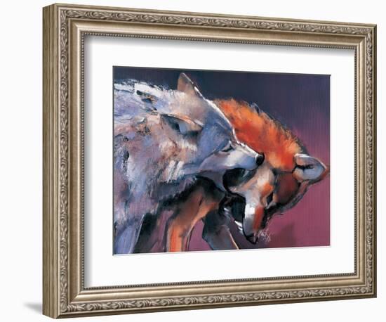 Two Wolves (Detail)-Mark Adlington-Framed Giclee Print