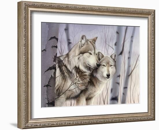 Two Wolves in the Birches-Rusty Frentner-Framed Giclee Print