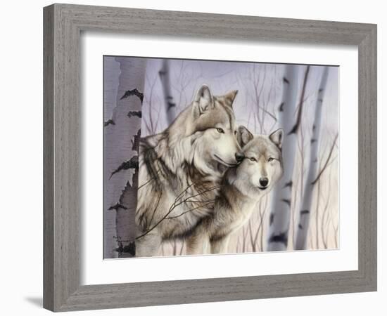Two Wolves in the Birches-Rusty Frentner-Framed Giclee Print