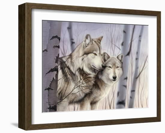 Two Wolves in the Birches-Rusty Frentner-Framed Giclee Print