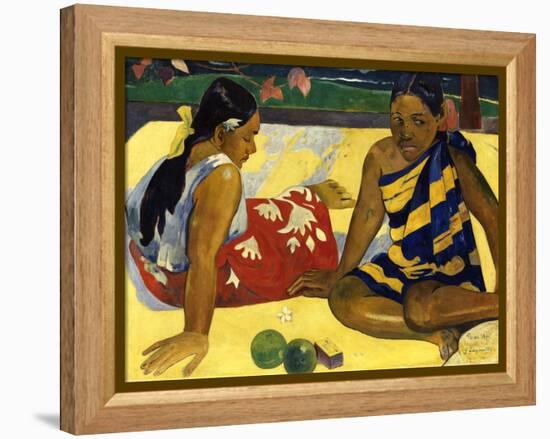 Two Woman of Tahiti. Parau Api (What's New?) 1892-Paul Gauguin-Framed Premier Image Canvas