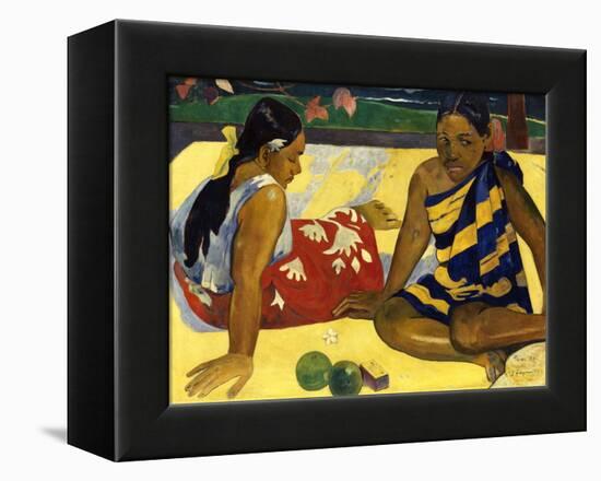 Two Woman of Tahiti. Parau Api (What's New?) 1892-Paul Gauguin-Framed Premier Image Canvas